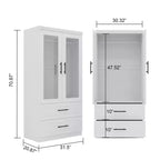 Armoire Keloyid en bois blanc de 80 cm avec 2 tiroirs et 1 étagère