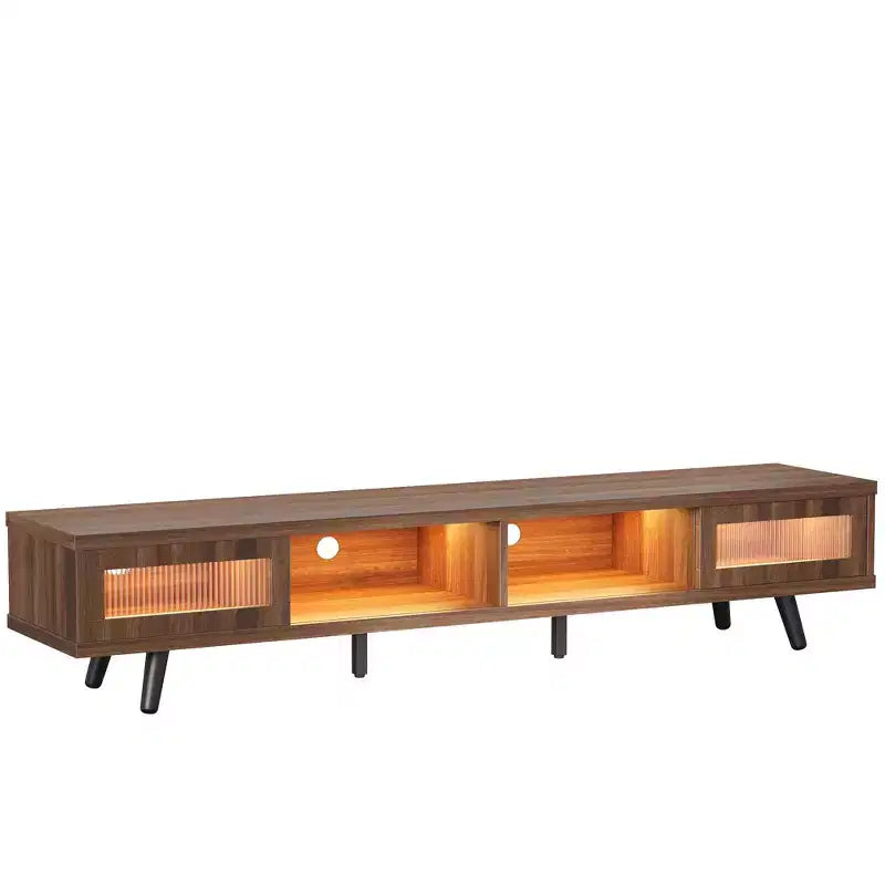 Meuble TV moderne bas Bestier 70 pouces avec LED et rangements pour salon
