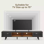 Meuble TV moderne bas Bestier 70 pouces avec LED et rangements pour salon