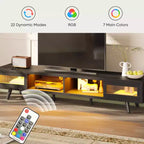 Meuble TV moderne bas Bestier 70 pouces avec LED et rangements pour salon