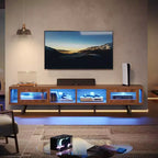 Meuble TV moderne bas Bestier 70 pouces avec LED et rangements pour salon