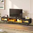 Meuble TV moderne bas Bestier 70 pouces avec LED et rangements pour salon