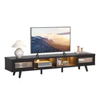 Meuble TV moderne bas Bestier 70 pouces avec LED et rangements pour salon
