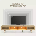 Meuble TV moderne bas Bestier 70 pouces avec LED et rangements pour salon