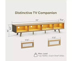 Meuble TV moderne bas Bestier 70 pouces avec LED et rangements pour salon