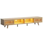 Meuble TV moderne bas Bestier 70 pouces avec LED et rangements pour salon