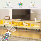 Meuble TV moderne bas Bestier 70 pouces avec LED et rangements pour salon