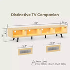 Meuble TV moderne bas Bestier 70 pouces avec LED et rangements pour salon