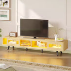 Meuble TV moderne bas Bestier 70 pouces avec LED et rangements pour salon