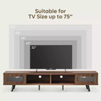 Meuble TV moderne bas Bestier 70 pouces avec LED et rangements pour salon