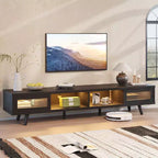 Meuble TV moderne bas Bestier 70 pouces avec LED et rangements pour salon