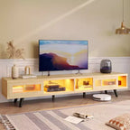 Meuble TV moderne bas Bestier 70 pouces avec LED et rangements pour salon