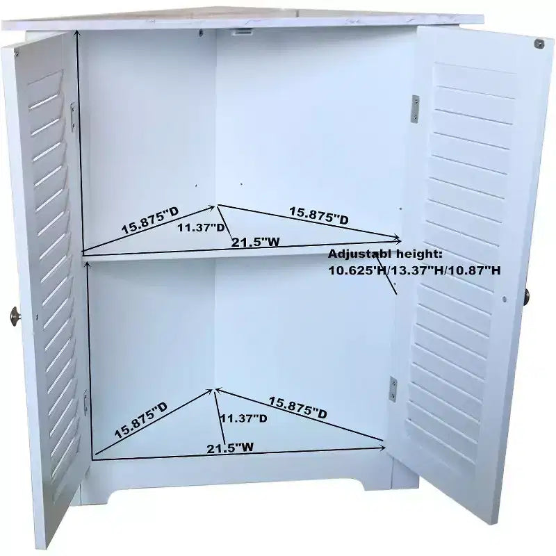 Kings Brand Furniture - Meuble de Rangement d'Angle au Sol pour Salle de Bain Decatur, Blanc