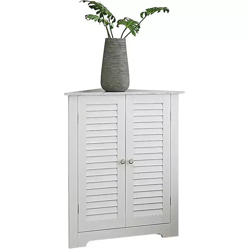 Kings Brand Furniture - Meuble de Rangement d'Angle au Sol pour Salle de Bain Decatur, Blanc