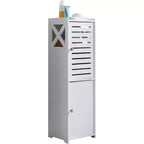 Kings Brand Furniture Meuble de rangement de salle de bain autoportant Crane avec 2 portes, blanc