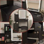 Hitow Coiffeuse avec tabouret et miroir, 3 couleurs tactiles