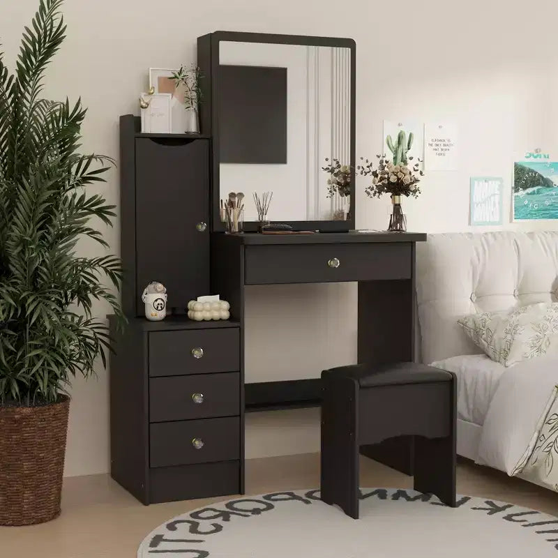 Hitow Coiffeuse avec tabouret et miroir, 3 couleurs tactiles