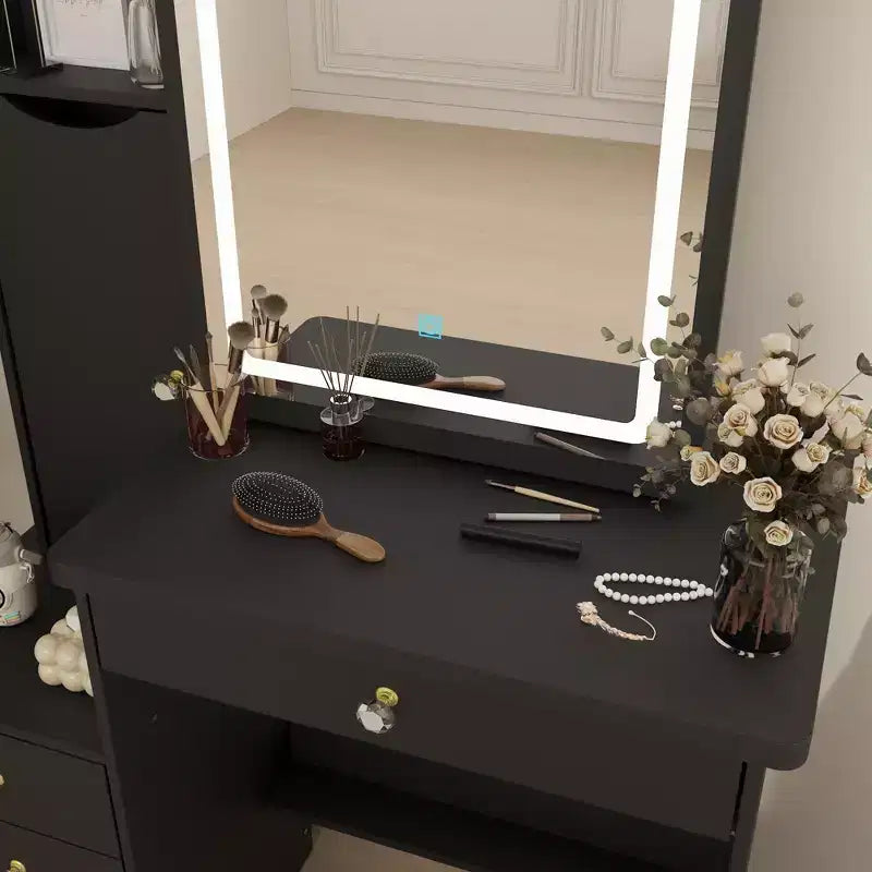 Hitow Coiffeuse avec tabouret et miroir, 3 couleurs tactiles