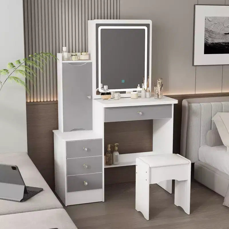 Hitow Coiffeuse avec tabouret et miroir, 3 couleurs tactiles