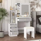 Hitow Coiffeuse avec tabouret et miroir, 3 couleurs tactiles