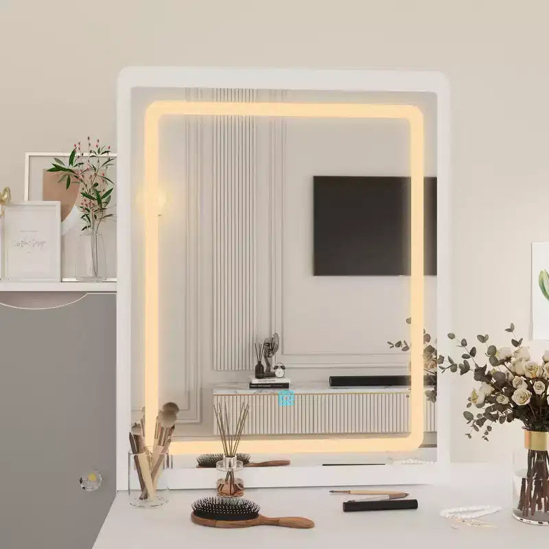 Hitow Coiffeuse avec tabouret et miroir, 3 couleurs tactiles