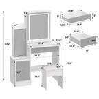 Hitow Coiffeuse avec tabouret et miroir, 3 couleurs tactiles