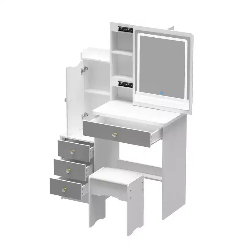 Hitow Coiffeuse avec tabouret et miroir, 3 couleurs tactiles