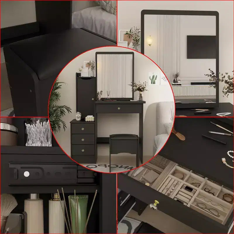 Hitow Coiffeuse avec tabouret et miroir, 3 couleurs tactiles