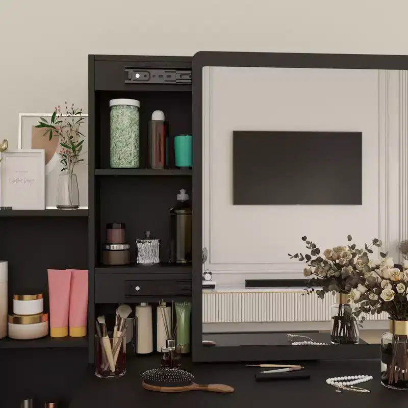 Hitow Coiffeuse avec tabouret et miroir, 3 couleurs tactiles