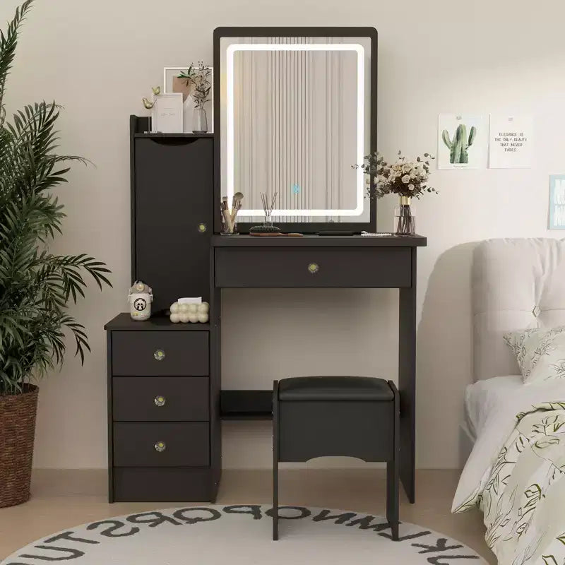 Hitow Coiffeuse avec tabouret et miroir, 3 couleurs tactiles