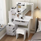 Hitow Coiffeuse avec tabouret et miroir, 3 couleurs tactiles