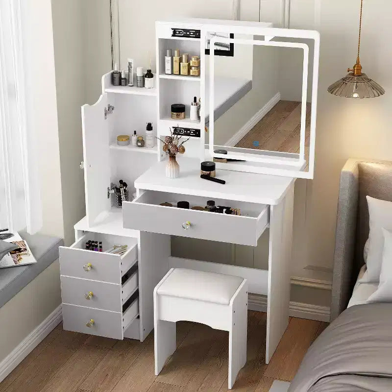 Hitow Coiffeuse avec tabouret et miroir, 3 couleurs tactiles