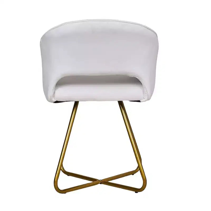 VECELO Fauteuil d'appoint en Velours Moderne avec Base en Métal Doré et Dossier Rembourré Blanc