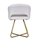 VECELO Fauteuil d'appoint en Velours Moderne avec Base en Métal Doré et Dossier Rembourré Blanc