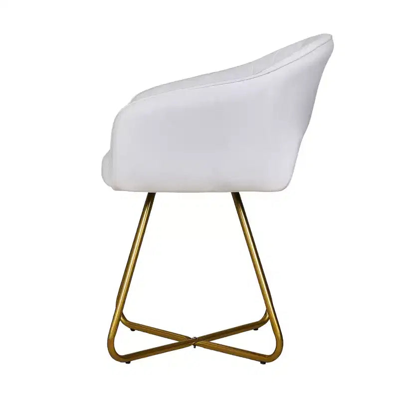 VECELO Fauteuil d'appoint en Velours Moderne avec Base en Métal Doré et Dossier Rembourré Blanc