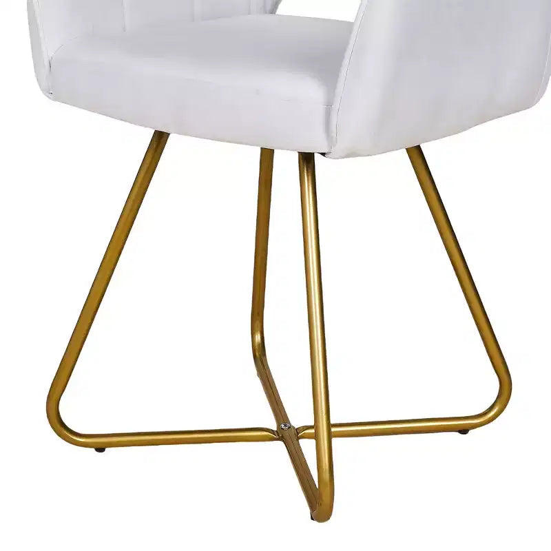 VECELO Fauteuil d'appoint en Velours Moderne avec Base en Métal Doré et Dossier Rembourré Blanc