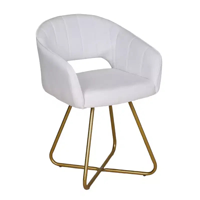 VECELO Fauteuil d'appoint en Velours Moderne avec Base en Métal Doré et Dossier Rembourré Blanc