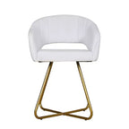 VECELO Fauteuil d'appoint en Velours Moderne avec Base en Métal Doré et Dossier Rembourré Blanc