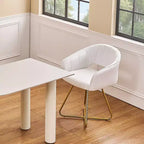 VECELO Fauteuil d'appoint en Velours Moderne avec Base en Métal Doré et Dossier Rembourré Blanc