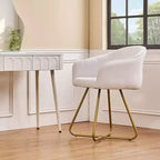 VECELO Fauteuil d'appoint en Velours Moderne avec Base en Métal Doré et Dossier Rembourré Blanc