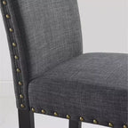 Tabourets de bar en tissu Biony Roundhill Furniture avec garniture cloutée, gris, lot de 2