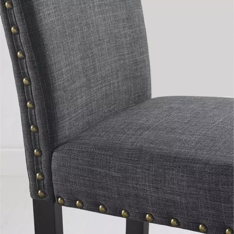 Tabourets de bar en tissu Biony Roundhill Furniture avec garniture cloutée, gris, lot de 2