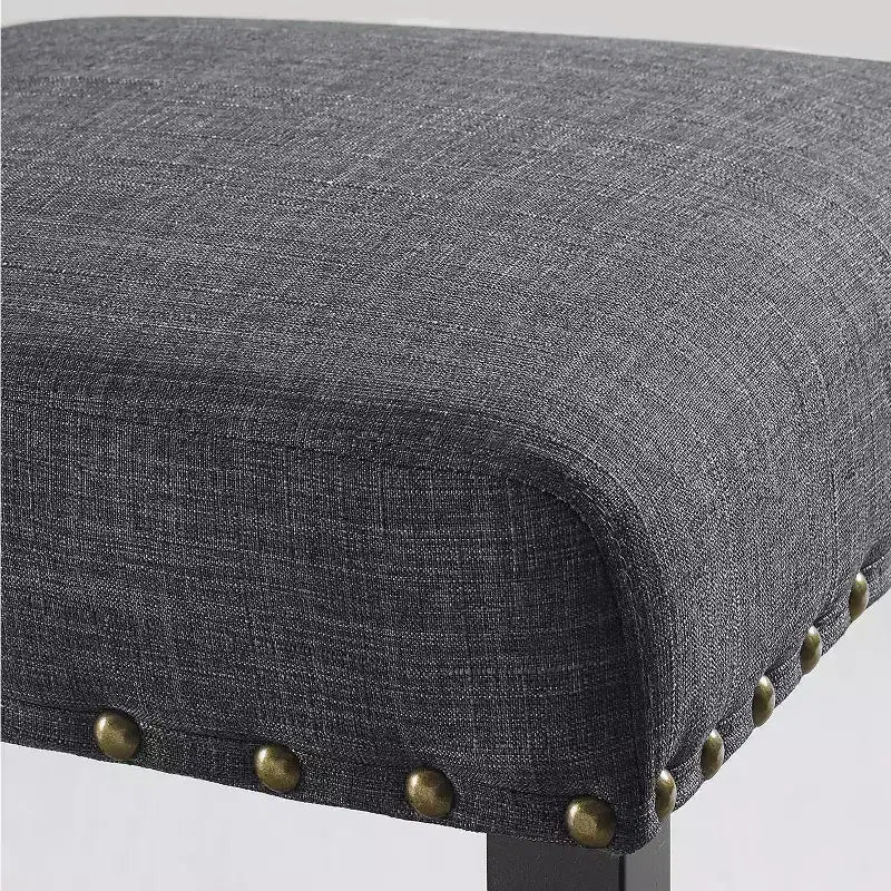 Tabourets de bar en tissu Biony Roundhill Furniture avec garniture cloutée, gris, lot de 2