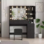 Coiffeuse de Maquillage, Table de Maquillage pour Adulte, Coiffeuse avec Lumières, Station de Recharge, Tiroirs, pour Salle de Bain, Chambre à Coucher