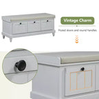 Banc de rangement classique Whisen avec siège capitonné et trois tiroirs