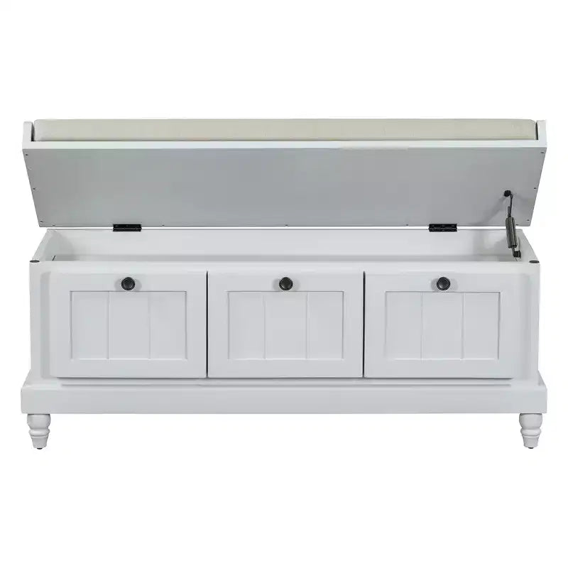 Banc de rangement classique Whisen avec siège capitonné et trois tiroirs