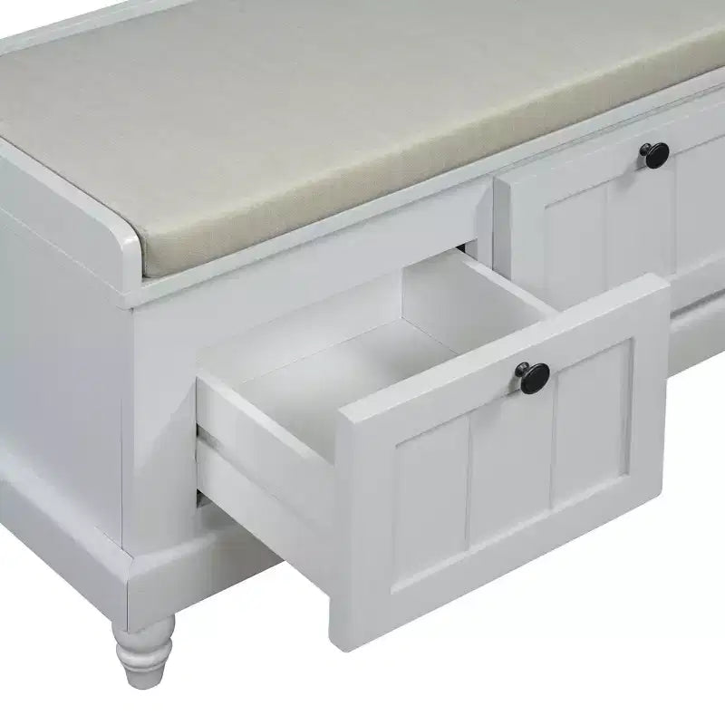 Banc de rangement classique Whisen avec siège capitonné et trois tiroirs