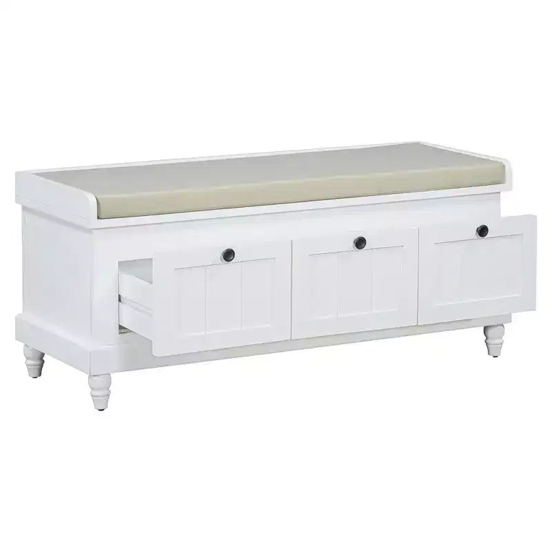 Banc de rangement classique Whisen avec siège capitonné et trois tiroirs