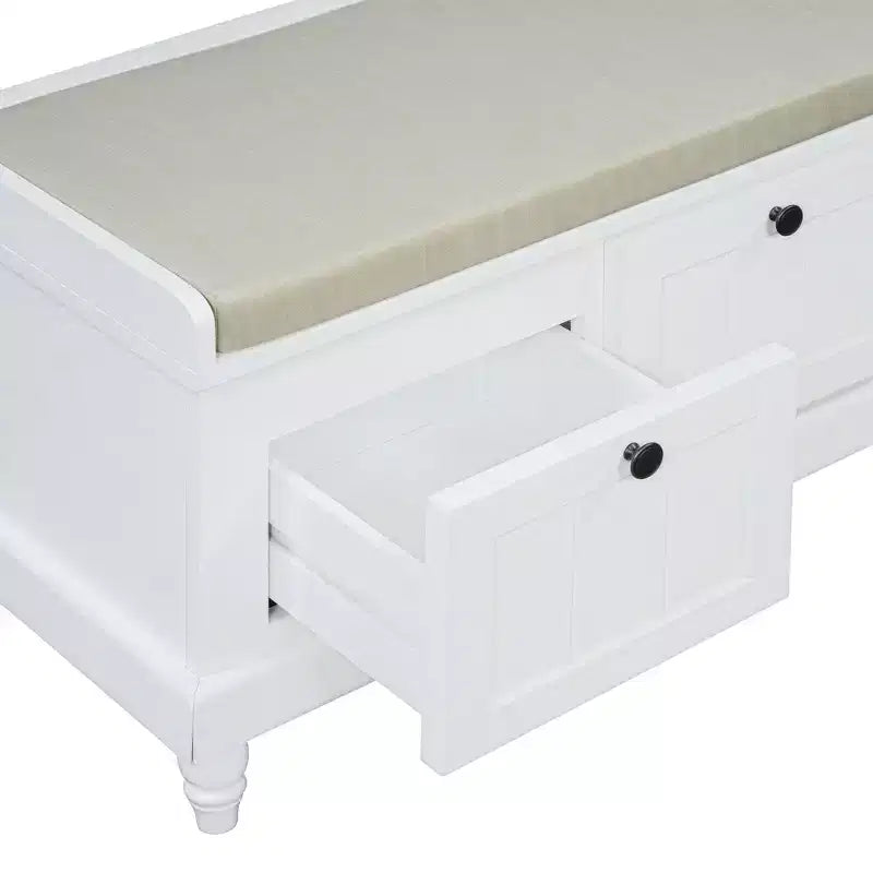 Banc de rangement classique Whisen avec siège capitonné et trois tiroirs
