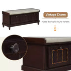 Banc de rangement classique Whisen avec siège capitonné et trois tiroirs